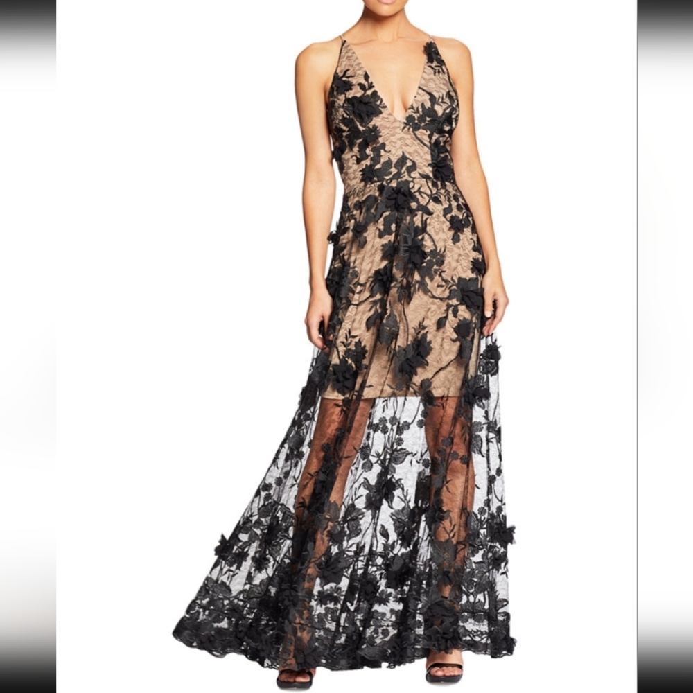 Dress The Population Sydney Lace Floral-Appliqué Gown